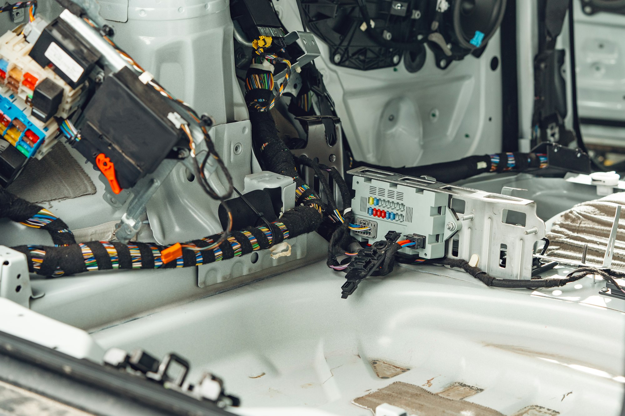 Electric wiring system with colorful wires in the car