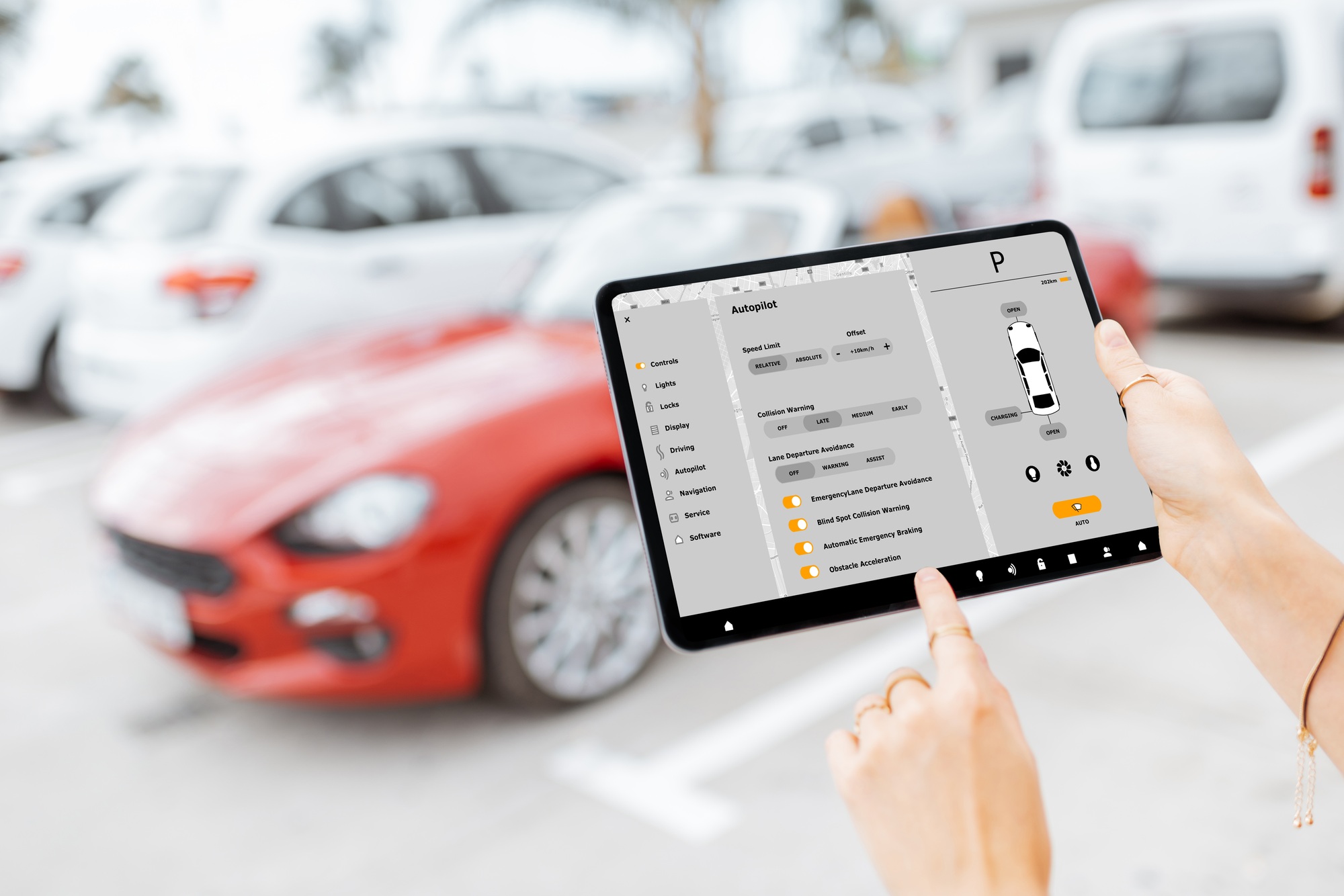 Controlling car with a digital tablet